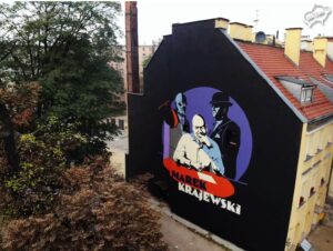 mural promujący postać